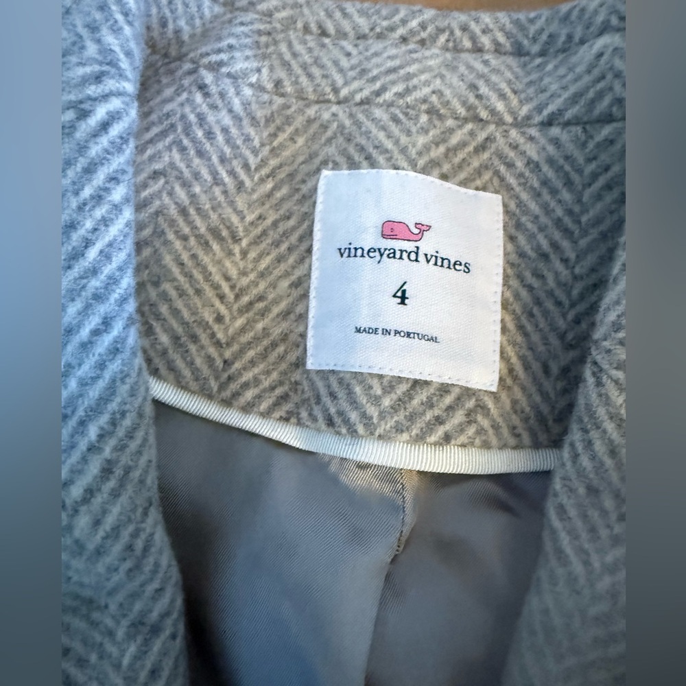 Vineyard Vines Gray Chevron Wool Two Button Blazer - image 4